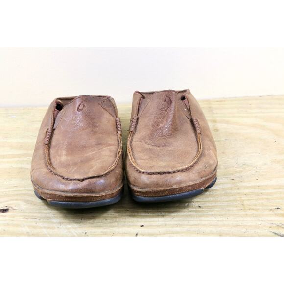 Olukai Mens 11.5 Brown Distressed Leather Moloa Slipper Slip On Loafers Shoes main image 8